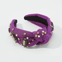 Vintage Style Rugby Solid Color Cloth Resin Rhinestone Hair Band main image 3