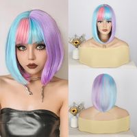 Women's Elegant Japanese Style Holiday Weekend Chemical Fiber High Temperature Wire Bangs Short Straight Hair Wig Net sku image 1