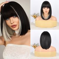 Women's Elegant Japanese Style Holiday Weekend Chemical Fiber High Temperature Wire Bangs Short Straight Hair Wig Net sku image 3