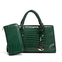 Women's Large Pu Leather Solid Color Vintage Style Classic Style Square Zipper Bag Sets sku image 5