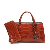 Women's Large Pu Leather Solid Color Vintage Style Classic Style Square Zipper Bag Sets sku image 6
