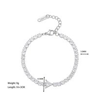 Élégant Style Simple Triangle Les Gouttelettes D'eau Forme De Cœur Acier Inoxydable Placage Incruster Zircon Bracelets sku image 4