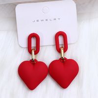 1 Pair Simple Style Heart Shape Spray Paint Arylic Drop Earrings sku image 1