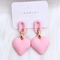 1 Pair Simple Style Heart Shape Spray Paint Arylic Drop Earrings sku image 7