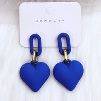 1 Pair Simple Style Heart Shape Spray Paint Arylic Drop Earrings sku image 6