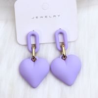 1 Pair Simple Style Heart Shape Spray Paint Arylic Drop Earrings sku image 10