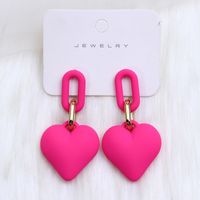 1 Pair Simple Style Heart Shape Spray Paint Arylic Drop Earrings sku image 12