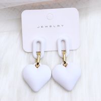 1 Pair Simple Style Heart Shape Spray Paint Arylic Drop Earrings sku image 1