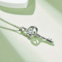 Elegant Lady Key Sterling Silver Gra Inlay Moissanite Rhodium Plated Pendant Necklace main image 4