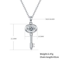 Elegant Lady Key Sterling Silver Gra Inlay Moissanite Rhodium Plated Pendant Necklace sku image 1