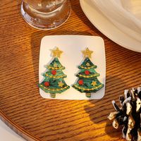 1 Pair Sweet Christmas Tree Plating Plastic Drop Earrings main image 5