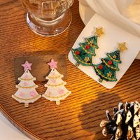 1 Pair Sweet Christmas Tree Plating Plastic Drop Earrings main image 1