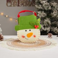 Christmas Cartoon Style Cute Santa Claus Snowman Cloth Party Festival Gift Bags sku image 13