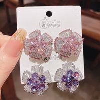 1 Pair Sweet Flower Plating Copper Gold Plated Ear Studs main image 2