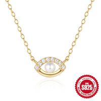 Sterling Silver Simple Style Eye Plating Inlay Pearl Zircon Necklace sku image 1