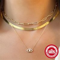 Simple Style Devil's Eye Sterling Silver Plating Inlay Zircon Pendant Necklace main image 4