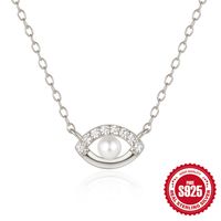 Simple Style Devil's Eye Sterling Silver Plating Inlay Zircon Pendant Necklace main image 3