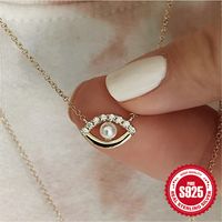 Simple Style Devil's Eye Sterling Silver Plating Inlay Zircon Pendant Necklace main image 2