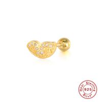 1 Piece Vintage Style Ice Cream Heart Shape Butterfly Plating Inlay Sterling Silver Zircon Ear Studs sku image 6
