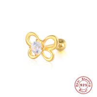 1 Piece Vintage Style Ice Cream Heart Shape Butterfly Plating Inlay Sterling Silver Zircon Ear Studs sku image 15