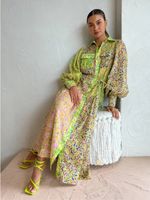 Women's Regular Dress Streetwear Shirt Collar Printing Pocket Long Sleeve Ditsy Floral Maxi Long Dress Travel Daily main image 4