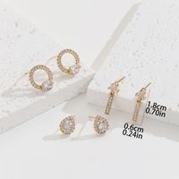 3 Pairs Elegant Lady Water Droplets Plating Inlay Copper Zircon Gold Plated Ear Studs main image 2