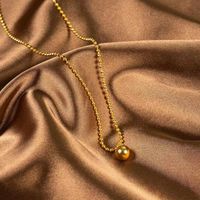 Titanium Steel 18K Gold Plated Elegant Lady Solid Color Pendant Necklace main image 4