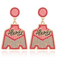 1 Pair Simple Style Classic Style Round Inlay Alloy Seed Bead Drop Earrings main image 3