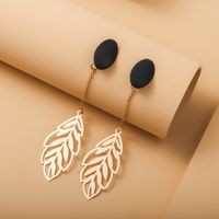 1 Pair Elegant Leaf Plating Alloy Drop Earrings main image 2