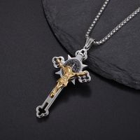 Casual Vintage Style Punk Cross Stainless Steel Men's Pendant Necklace main image 4