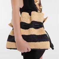 Women's Straw Stripe Vacation Square String Straw Bag main image 6