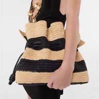 Women's Straw Stripe Vacation Square String Straw Bag main image 2