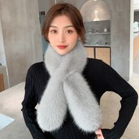 Women's Sweet Solid Color Imitation Fur Scarf sku image 3