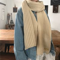 Women's Japanese Style Sweet Solid Color Yarn Scarf sku image 1