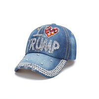 Unisex Basic Retro Letter American Flag Rhinestone Curved Eaves Baseball Cap main image 3