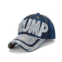 Unisex Basic Retro Letter American Flag Rhinestone Curved Eaves Baseball Cap sku image 10