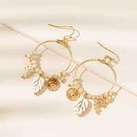 1 Pair Elegant Lady Leaf Alloy Glass Soft Clay Gold Plated Drop Earrings main image 6