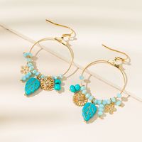1 Pair Elegant Lady Leaf Alloy Glass Soft Clay Gold Plated Drop Earrings main image 5