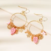 1 Pair Elegant Lady Leaf Alloy Glass Soft Clay Gold Plated Drop Earrings main image 7