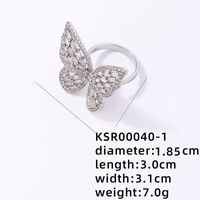 Le Cuivre Plaqué Or K Plaqué Rhodium Style Simple Placage Incruster Papillon Zircon Anneau Ouvert sku image 1