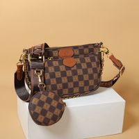 Women's Pu Leather Plaid Vintage Style Square Zipper Shoulder Bag main image 5