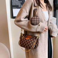Women's Pu Leather Plaid Vintage Style Square Zipper Shoulder Bag main image 3