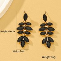 1 Pair Glam Lady Leaf Inlay Alloy Artificial Gemstones Drop Earrings main image 8