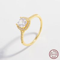 Elegant Sweet Color Block Square Sterling Silver Plating Inlay Zircon 14k Gold Plated White Gold Plated Rings main image 5