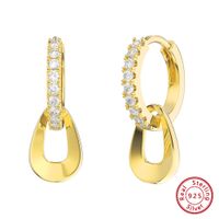 1 Pair Simple Style Classic Style Geometric Polishing Plating Inlay Sterling Silver Zircon 14k Gold Plated Silver Plated Drop Earrings main image 6