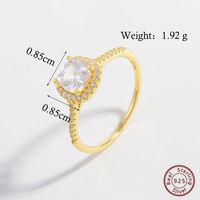 Elegant Sweet Color Block Square Sterling Silver Plating Inlay Zircon 14k Gold Plated White Gold Plated Rings sku image 1