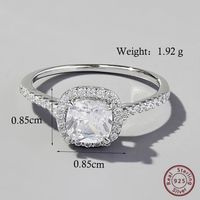 Elegant Sweet Color Block Square Sterling Silver Plating Inlay Zircon 14k Gold Plated White Gold Plated Rings sku image 6