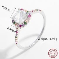 Elegant Sweet Color Block Square Sterling Silver Plating Inlay Zircon 14k Gold Plated White Gold Plated Rings sku image 10
