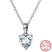 Simple Style Classic Style Heart Shape Sterling Silver Polishing Plating Inlay Zircon White Gold Plated Pendant Necklace sku image 4