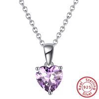 Simple Style Classic Style Heart Shape Sterling Silver Polishing Plating Inlay Zircon White Gold Plated Pendant Necklace sku image 5